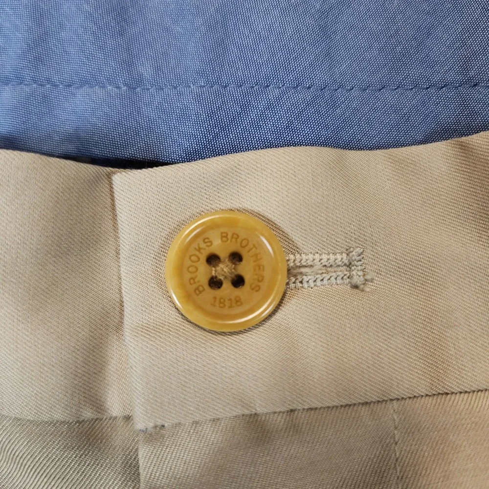 Brooks Brothers Performance Pants Men 38x30 Khaki Polyester Straight Fit Stretch
